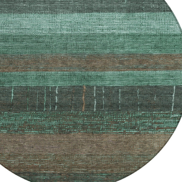 HomeRoots 5' Stylish Striped Washable Area Rug for Indoor and Outdoor Spaces - Durable, Easy Care, Versatile Design Teal 8' x 8' 611648