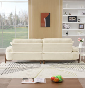 English Elm 103 Luxurious Cloud Velvet Sofa with High-Elastic Sponge Cushion, Deep-Seated Comfort for Living Spaces Beige W2290S00008