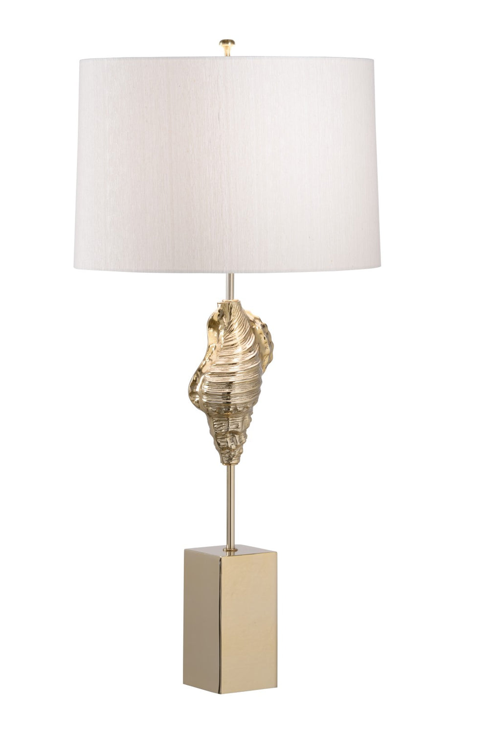 Wildwood Gold Shell Wishes Lamp Polished Brass Conch Base With Cream Raw Silk Shade For Refined Coastal Rooms 61165