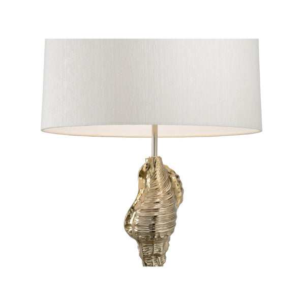 Wildwood Gold Shell Wishes Lamp Polished Brass Conch Base With Cream Raw Silk Shade For Refined Coastal Rooms 61165