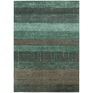 HomeRoots 5' Stylish Striped Washable Area Rug for Indoor and Outdoor Spaces - Durable, Easy Care, Versatile Design Teal 9' x 12' 611650