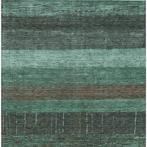 HomeRoots 5' Stylish Striped Washable Area Rug for Indoor and Outdoor Spaces - Durable, Easy Care, Versatile Design Teal 10' x 14' 611651