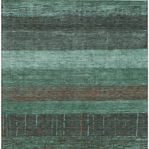 HomeRoots 5' Stylish Striped Washable Area Rug for Indoor and Outdoor Spaces - Durable, Easy Care, Versatile Design Teal 10' x 14' 611651