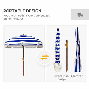 English Elm Outsunny 6.2' Portable Beach Umbrella With Uv 40+ Protection, Vented Canopy, Stylish Carry Bag W2225P174145-GIGA