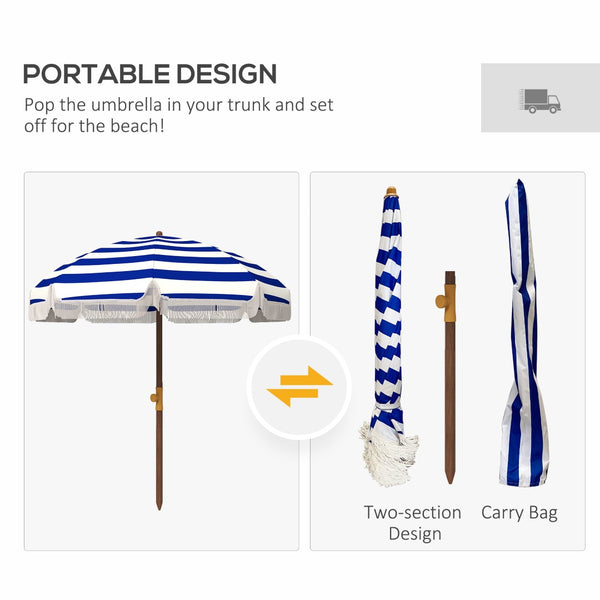 English Elm Outsunny 6.2' Portable Beach Umbrella With Uv 40+ Protection, Vented Canopy, Stylish Carry Bag W2225P174145-GIGA