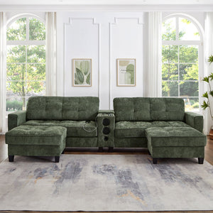 English Elm Swivel Barrel Accent Chair Chenille Tufted Round Club Seat for Living Room Lounge Green N719S002290F