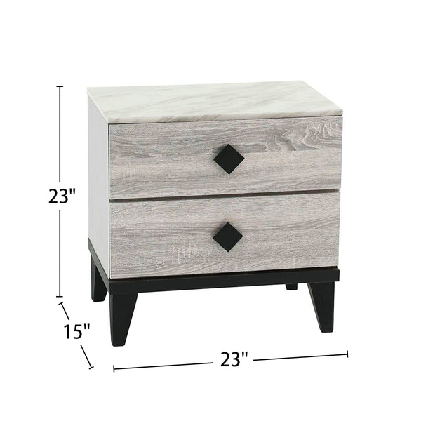 English Elm Smithson Cream Two-Drawer Nightstand — Mid-Century Colorblock Design, Spacious Storage, Rhombic Pulls SR015456
