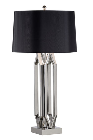 Wildwood Take Silver Lamp Tall Polished Nickel Geometric Base With Black Tapered Shade For Grand Rooms 61169