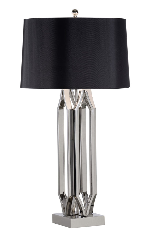 Wildwood Take Silver Lamp Tall Polished Nickel Geometric Base With Black Tapered Shade For Grand Rooms 61169