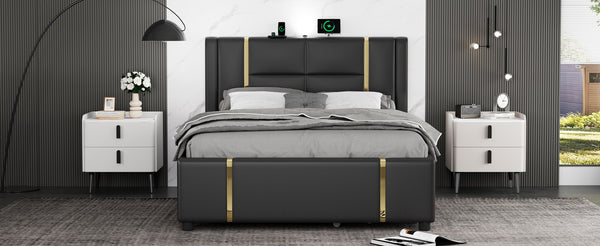 English Elm Nightstands with Marble-Pattern Top and Raised Guard, 2-Drawer Modern Bedside Tables for Storage Elegance White 23.4 L x 18.5 W x 9.06 H N733S332142K