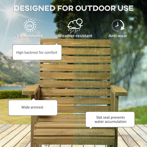 English Elm Outsunny Solid Fir Porch Rocker with Slatted Back and Arms for Patio or Sunroom W2225P174328