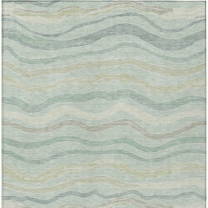 HomeRoots 5' Sage and Taupe Striped Washable Area Rug - Durable Indoor/Outdoor Design for High-Traffic Spaces 611737
