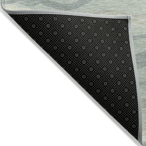 HomeRoots 5' Sage and Taupe Striped Washable Area Rug - Durable Indoor/Outdoor Design for High-Traffic Spaces 611737