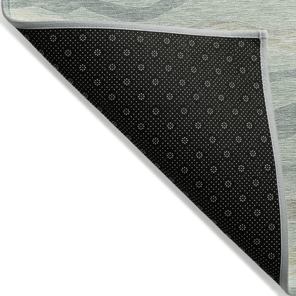 HomeRoots 5' Sage and Taupe Striped Washable Area Rug - Durable Indoor/Outdoor Design for High-Traffic Spaces 611737