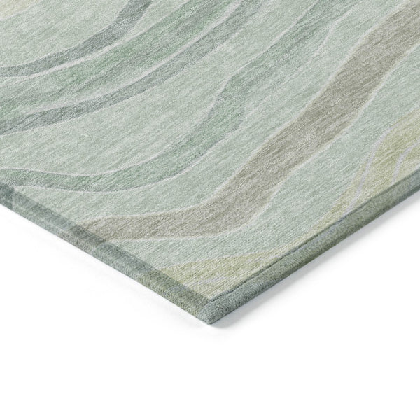 HomeRoots 5' Sage and Taupe Striped Washable Area Rug - Durable Indoor/Outdoor Design for High-Traffic Spaces 611737