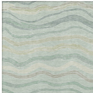 HomeRoots 5' Sage and Taupe Striped Washable Area Rug - Durable Indoor/Outdoor Design for High-Traffic Spaces 611737