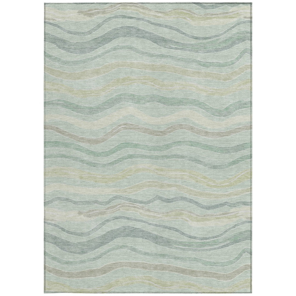 HomeRoots 9' X 12' Sage and Taupe Striped Area Rug - Durable, Washable, Pet-Friendly, Indoor/Outdoor Decor 611740