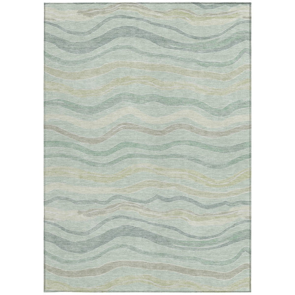 HomeRoots 9' X 12' Sage and Taupe Striped Area Rug - Durable, Washable, Pet-Friendly, Indoor/Outdoor Decor 611740