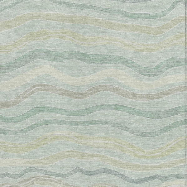 HomeRoots 10' Sage and Taupe Striped Area Rug - Washable, Durable, Indoor/Outdoor Use, Perfect for High-Traffic Spaces 611741