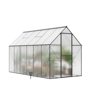 English Elm 6x12 Walk-in Polycarbonate Greenhouse Aluminum Frame Uv Protected Year-round Garden Shed W2259S00048