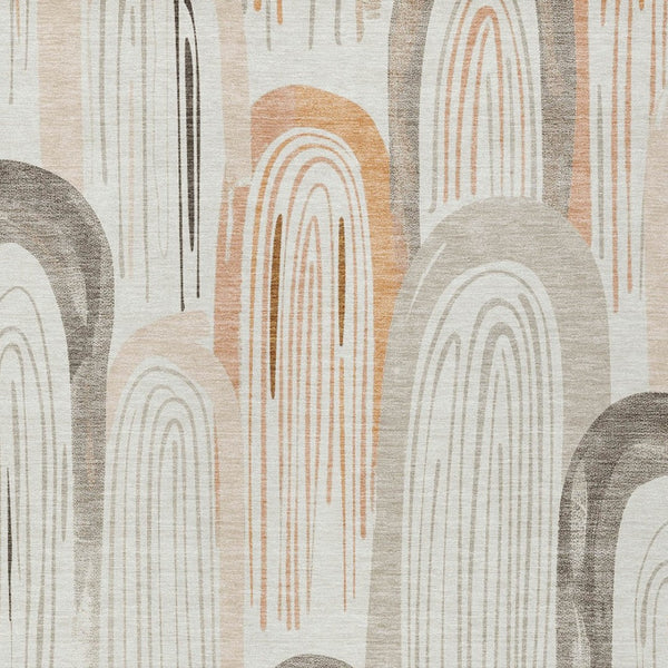 HomeRoots 8' X 10' Ivory & Taupe Geometric Washable Area Rug - Durable, Stylish for Indoor & Outdoor Spaces! 611763