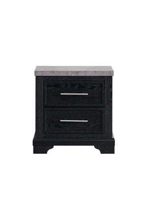 English Elm Grande Two Drawer Nightstand Black Laminate Faux Granite Top Brushed Chrome Bedroom B078P497912