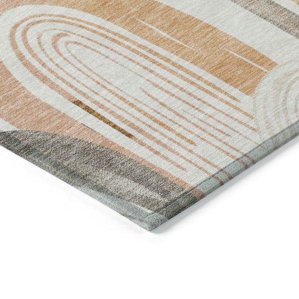 HomeRoots 9' X 12' Ivory and Taupe Geometric Area Rug - Washable, Stain-Resistant for Indoor/Outdoor Use! 611764