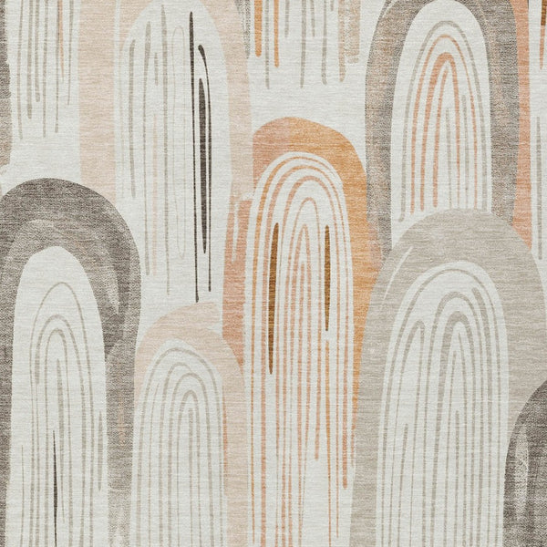 HomeRoots 9' X 12' Ivory and Taupe Geometric Area Rug - Washable, Stain-Resistant for Indoor/Outdoor Use! 611764