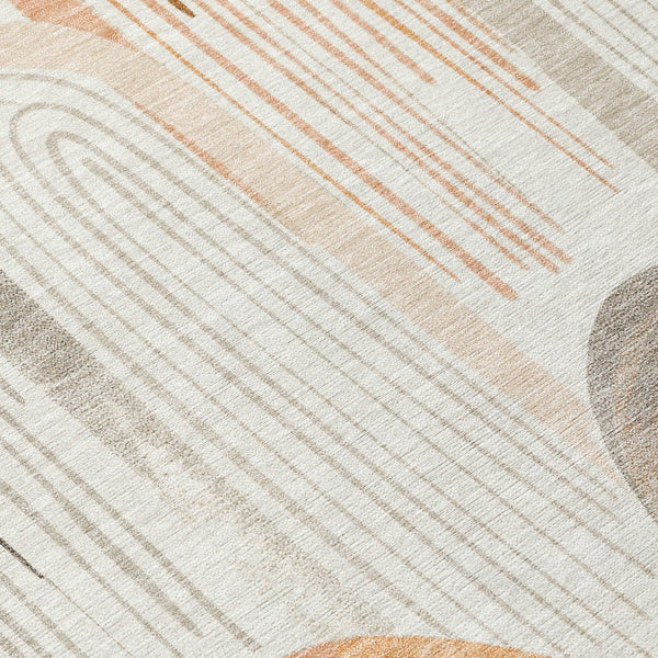 HomeRoots 9' X 12' Ivory and Taupe Geometric Area Rug - Washable, Stain-Resistant for Indoor/Outdoor Use! 611764