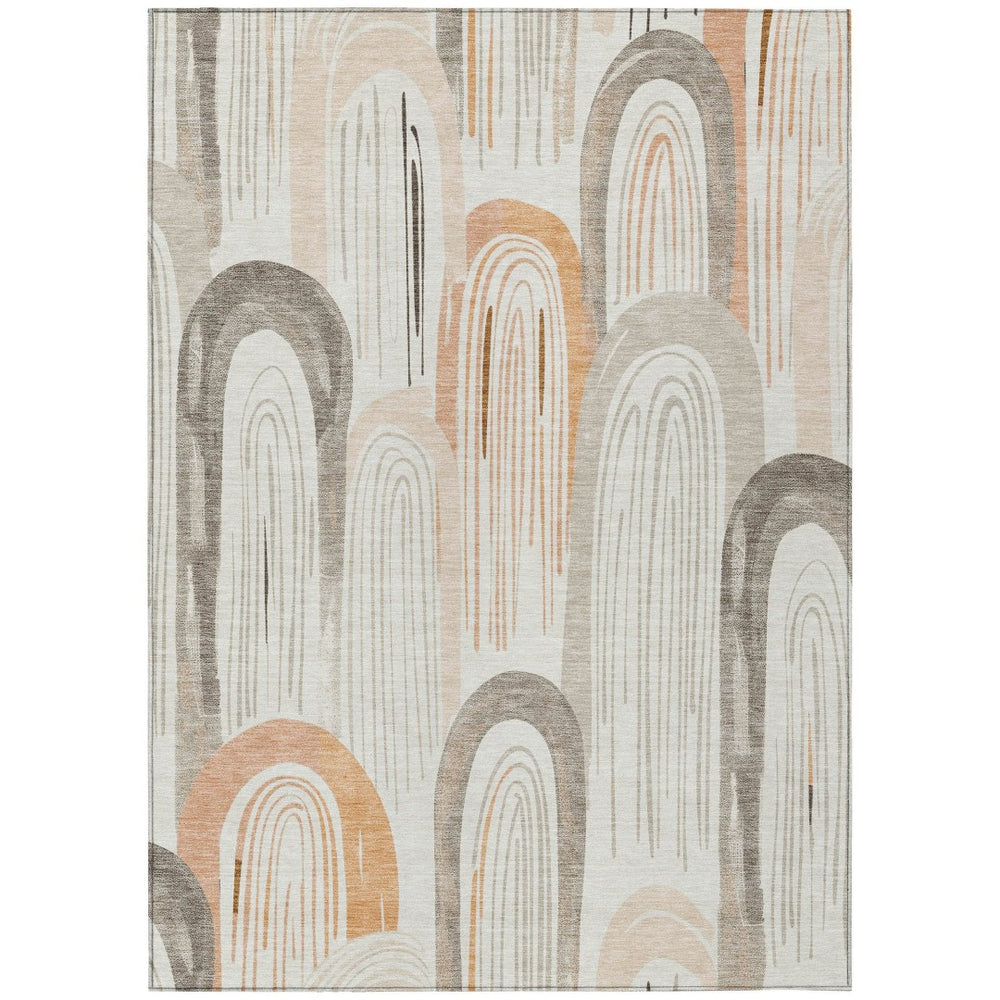 HomeRoots 10' Geometric Ivory and Taupe Area Rug – Durable, Washable Indoor/Outdoor Design for Modern Spaces 611765