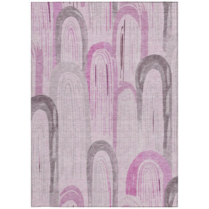 HomeRoots 5' X 8' Pink And Lavender Geometric Area Rug – Stylish, Washable, Durable for Indoor & Outdoor Spaces 611767