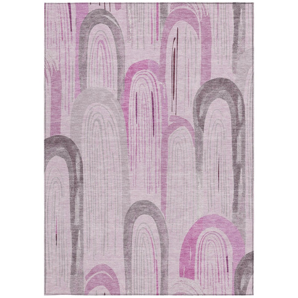 HomeRoots 5' X 8' Pink And Lavender Geometric Area Rug – Stylish, Washable, Durable for Indoor & Outdoor Spaces 611767