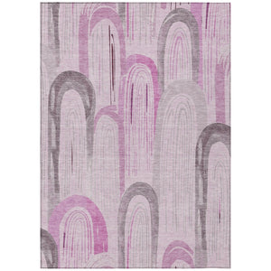 HomeRoots 5' X 8' Pink And Lavender Geometric Area Rug – Stylish, Washable, Durable for Indoor & Outdoor Spaces 611767