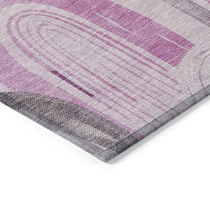 HomeRoots 5' X 8' Pink And Lavender Geometric Area Rug – Stylish, Washable, Durable for Indoor & Outdoor Spaces 611767