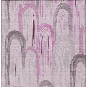 HomeRoots 5' X 8' Pink And Lavender Geometric Area Rug – Stylish, Washable, Durable for Indoor & Outdoor Spaces 611767