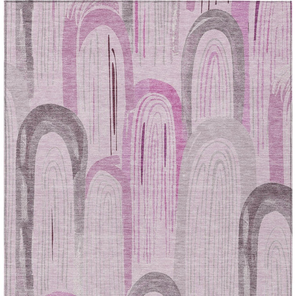 HomeRoots 5' X 8' Pink And Lavender Geometric Area Rug – Stylish, Washable, Durable for Indoor & Outdoor Spaces 611767