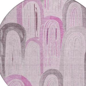 HomeRoots 8' Stylish Pink and Lavender Geometric Washable Area Rug for Indoor and Outdoor Spaces – Durable & Chic 611768