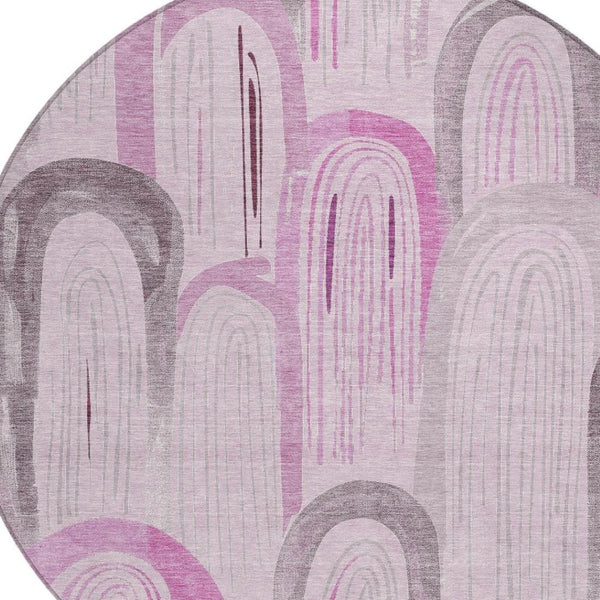 HomeRoots 8' Stylish Pink and Lavender Geometric Washable Area Rug for Indoor and Outdoor Spaces – Durable & Chic 611768