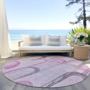 HomeRoots 8' Stylish Pink and Lavender Geometric Washable Area Rug for Indoor and Outdoor Spaces – Durable & Chic 611768