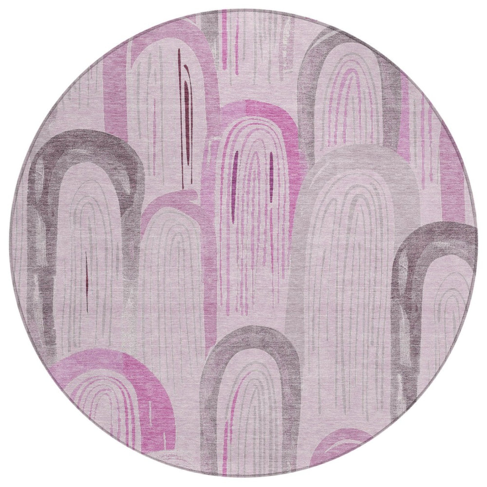 HomeRoots 8' Stylish Pink and Lavender Geometric Washable Area Rug for Indoor and Outdoor Spaces – Durable & Chic 611768