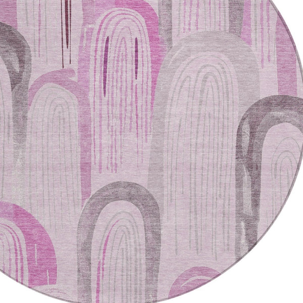 HomeRoots 8' Stylish Pink and Lavender Geometric Washable Area Rug for Indoor and Outdoor Spaces – Durable & Chic 611768