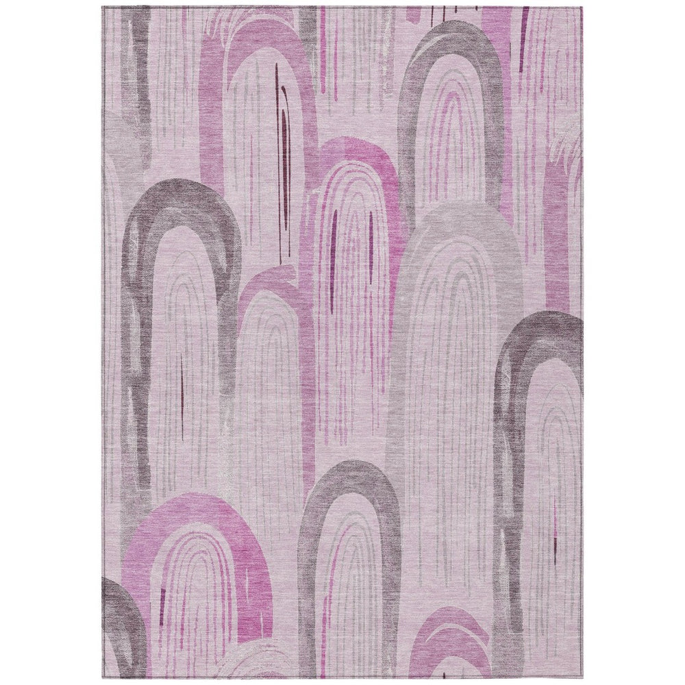 HomeRoots 8' X 10' Pink and Lavender Geometric Rug – Stylish, Washable, Durable for Indoor & Outdoor Spaces! 611769