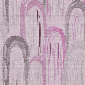 HomeRoots 9' X 12' Stylish Pink and Lavender Geometric Area Rug - Washable, Durable for Indoor/Outdoor Use 611770