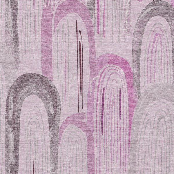 HomeRoots 9' X 12' Stylish Pink and Lavender Geometric Area Rug - Washable, Durable for Indoor/Outdoor Use 611770