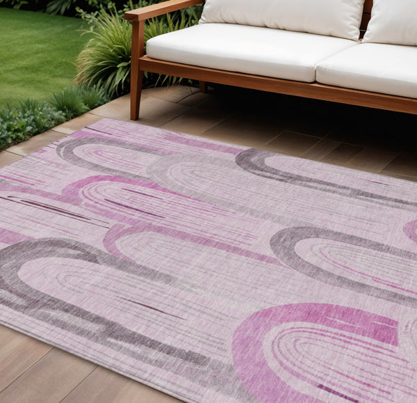 HomeRoots 10' Pink & Lavender Geometric Area Rug - Washable, Durable, Stain-Resistant for Indoor/Outdoor Use! 611771