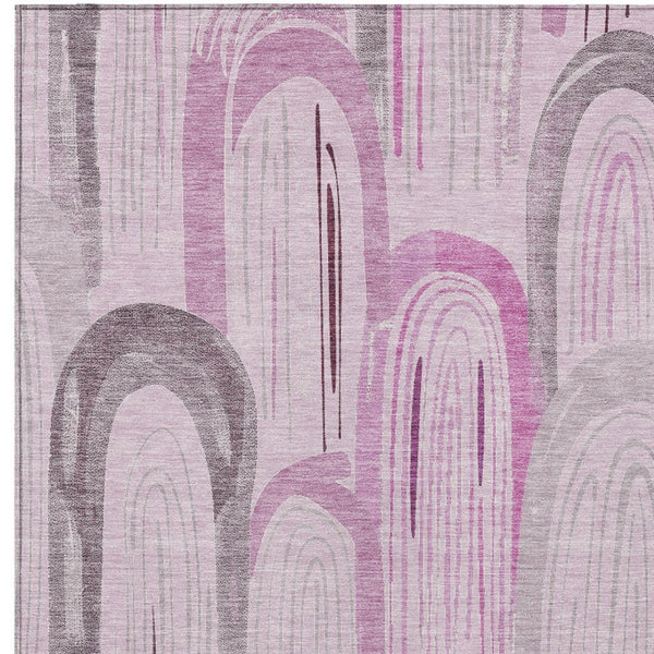 HomeRoots 10' Pink & Lavender Geometric Area Rug - Washable, Durable, Stain-Resistant for Indoor/Outdoor Use! 611771