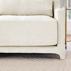 English Elm Four-Seater Chenille Sofa - Ergonomic Design, Solid Wood Frame, Lumbar Pillows, Stylish Beige Comfort W714S01200