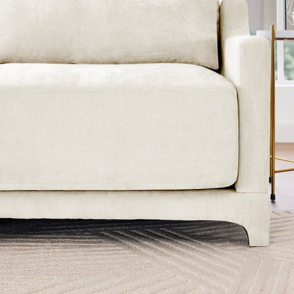 English Elm Three-Seater Chenille Sofa With Movable Ottomans, Ergonomic Design, Stylish Beige, Easy Assembly W714S01197-GIGA