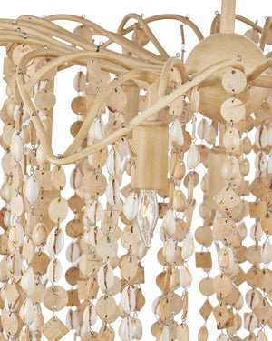 Currey & Company Kealia Large Chandelier - Stunning Biophilic Design With Hand-beaded Shells And Adjustable Height Natural Coco Shells ,Shells ,Wrought Iron 9000-1301-currey-company