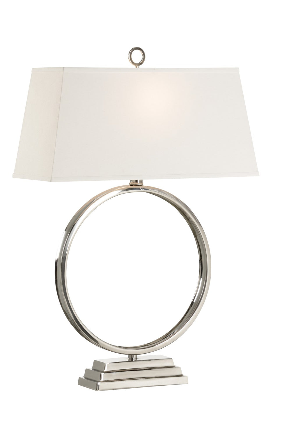 Wildwood Natalie Polished Nickel Open Ring Table Lamp With Tapered Linen Shade, 36" Transitional Sculpture 61180